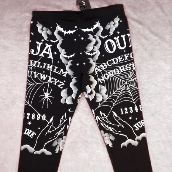 DOLLSKILL TRICKZ N TREATZ CALLING ALL SPIRITS OUIJA LEGGINGS XXL BLACK/WHITE - Picture 4 of 13